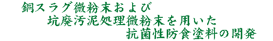 銅スラグ微粉末および坑廃汚泥処理微粉末を用いた抗菌性防食塗料の開発